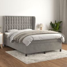 Greatstore Box spring postel s matrací světle šedá 140x200 cm samet