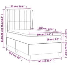 Greatstore Box spring postel s matrací tmavě šedá 90x190 cm samet