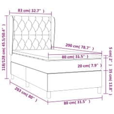 Vidaxl Box spring postel s matrací tmavě šedá 80 x 200 cm samet