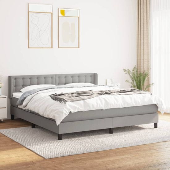 Greatstore Box spring postel s matrací světle šedá 160 x 200 cm textil