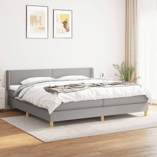 Greatstore Box spring postel s matrací světle šedá 200 x 200 cm textil