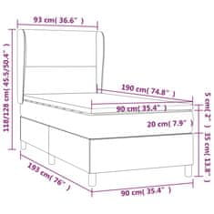 Greatstore Box spring postel s matrací šedý 90x190 cm umělá kůže