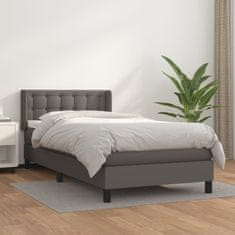 Greatstore Box spring postel s matrací šedá 80 x 200 cm umělá kůže