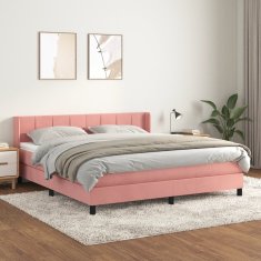 Greatstore Box spring postel s matrací růžová 180x200 cm samet