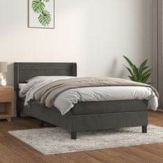 Greatstore Box spring postel s matrací tmavě šedá 100x200 cm samet