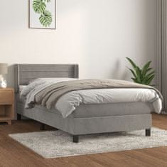 Greatstore Box spring postel s matrací světle šedá 100x200 cm samet