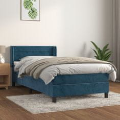 Greatstore Box spring postel s matrací tmavě modrá 100x200 cm samet