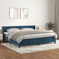 Greatstore Box spring postel s matrací tmavě modrá 200x200 cm samet