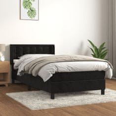 Greatstore Box spring postel s matrací černá 100x200 cm samet