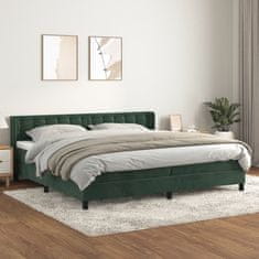 Greatstore Box spring postel s matrací tmavě zelená 200x200 cm samet