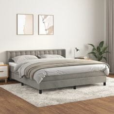 Greatstore Box spring postel s matrací světle šedá 180x200 cm samet