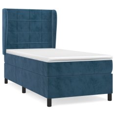 Greatstore Box spring postel s matrací tmavě modrá 80 x 200 cm samet