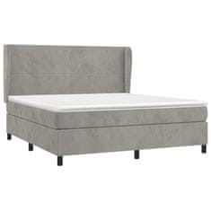 Greatstore Box spring postel s matrací světle šedá 180x200 cm samet