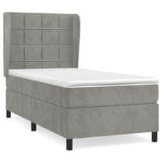 Greatstore Box spring postel s matrací světle šedá 90x200 cm samet