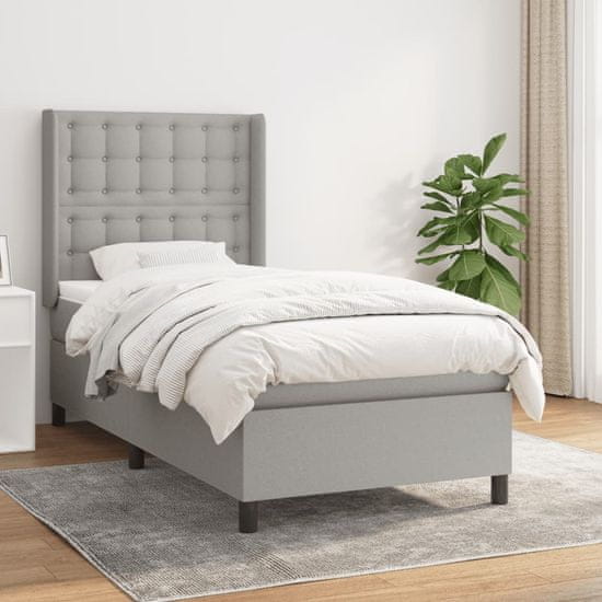 Greatstore Box spring postel s matrací světle šedá 90x190 cm textil