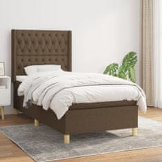 Greatstore Box spring postel s matrací tmavě hnědá 90x190 cm textil