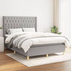 Greatstore Box spring postel s matrací světle šedá 140 x 190 cm textil