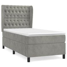 Greatstore Box spring postel s matrací světle šedá 80 x 200 cm samet