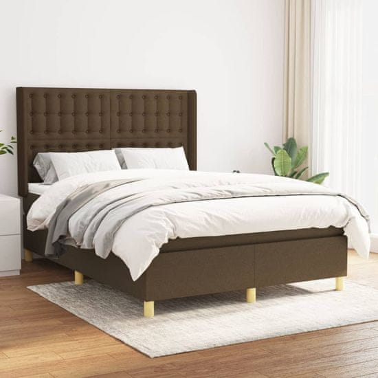 Greatstore Box spring postel s matrací tmavě hnědá 140x190 cm textil