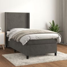 Greatstore Box spring postel s matrací tmavě šedá 100x200 cm samet