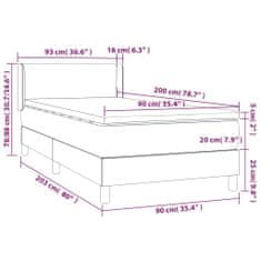 Greatstore Box spring postel s matrací světle šedá 90x200 cm samet