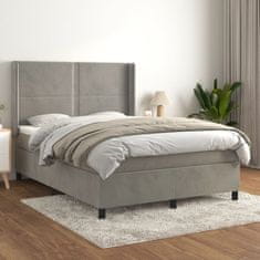 Greatstore Box spring postel s matrací světle šedá 140x190 cm samet