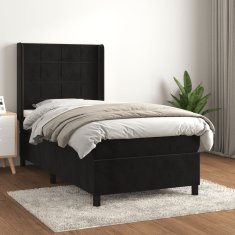 Greatstore Box spring postel s matrací černá 90x200 cm samet