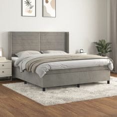 Greatstore Box spring postel s matrací světle šedá 160x200 cm samet