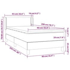 Greatstore Box spring postel s matrací šedá 90x200 cm umělá kůže