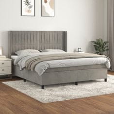 Greatstore Box spring postel s matrací světle šedá 160x200 cm samet