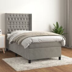 Greatstore Box spring postel s matrací světle šedá 80 x 200 cm samet