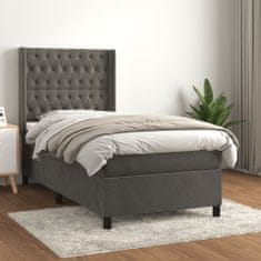 Greatstore Box spring postel s matrací tmavě šedá 80 x 200 cm samet