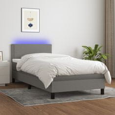 Greatstore Box spring postel s matrací a LED tmavě šedá 80 x 200 cm textil