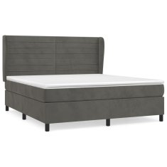 Greatstore Box spring postel s matrací tmavě šedá 160x200 cm samet