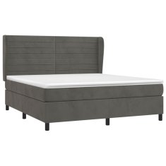 Greatstore Box spring postel s matrací tmavě šedá 160x200 cm samet