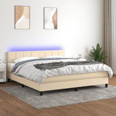 shumee Box spring postel s matrací a LED krémová 180x200 cm textil