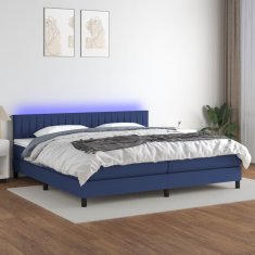 Vidaxl Box spring postel s matrací a LED modrá 200x200 cm textil