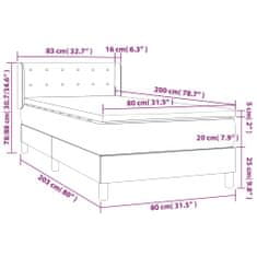 Greatstore Box spring postel s matrací šedá 80 x 200 cm umělá kůže