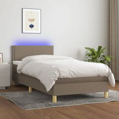 shumee Box spring postel s matrací a LED taupe 80 x 200 cm textil