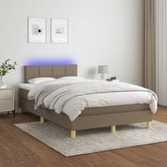 Greatstore Box spring postel s matrací a LED taupe 120 x 200 cm textil