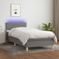 Greatstore Box spring postel s matrací a LED tmavě šedá 90x190 cm textil