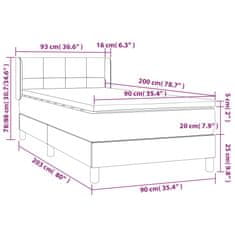 Greatstore Box spring postel s matrací tmavě zelená 90x200 cm samet