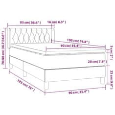 Greatstore Box spring postel s matrací tmavě modrá 90x190 cm samet