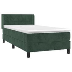 Greatstore Box spring postel s matrací tmavě zelená 100x200 cm samet