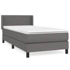 Greatstore Box spring postel s matrací šedá 90x200 cm umělá kůže