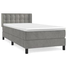 Greatstore Box spring postel s matrací světle šedá 100x200 cm samet