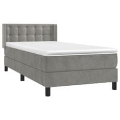 Greatstore Box spring postel s matrací světle šedá 100x200 cm samet