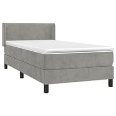 Greatstore Box spring postel s matrací světle šedá 90x200 cm samet