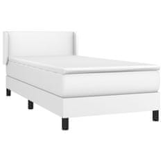 Greatstore Box spring postel s matrací bílá 90x200 cm umělá kůže