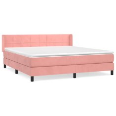 Greatstore Box spring postel s matrací růžová 180x200 cm samet